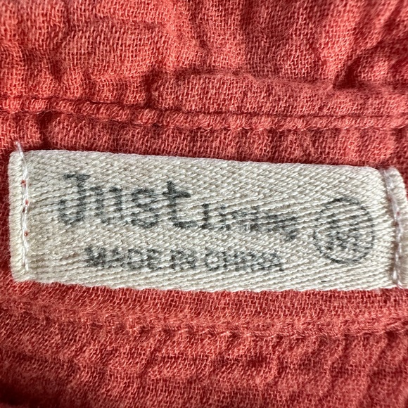 Just Living Coral Button-Up Blouse - Picture 2 of 4